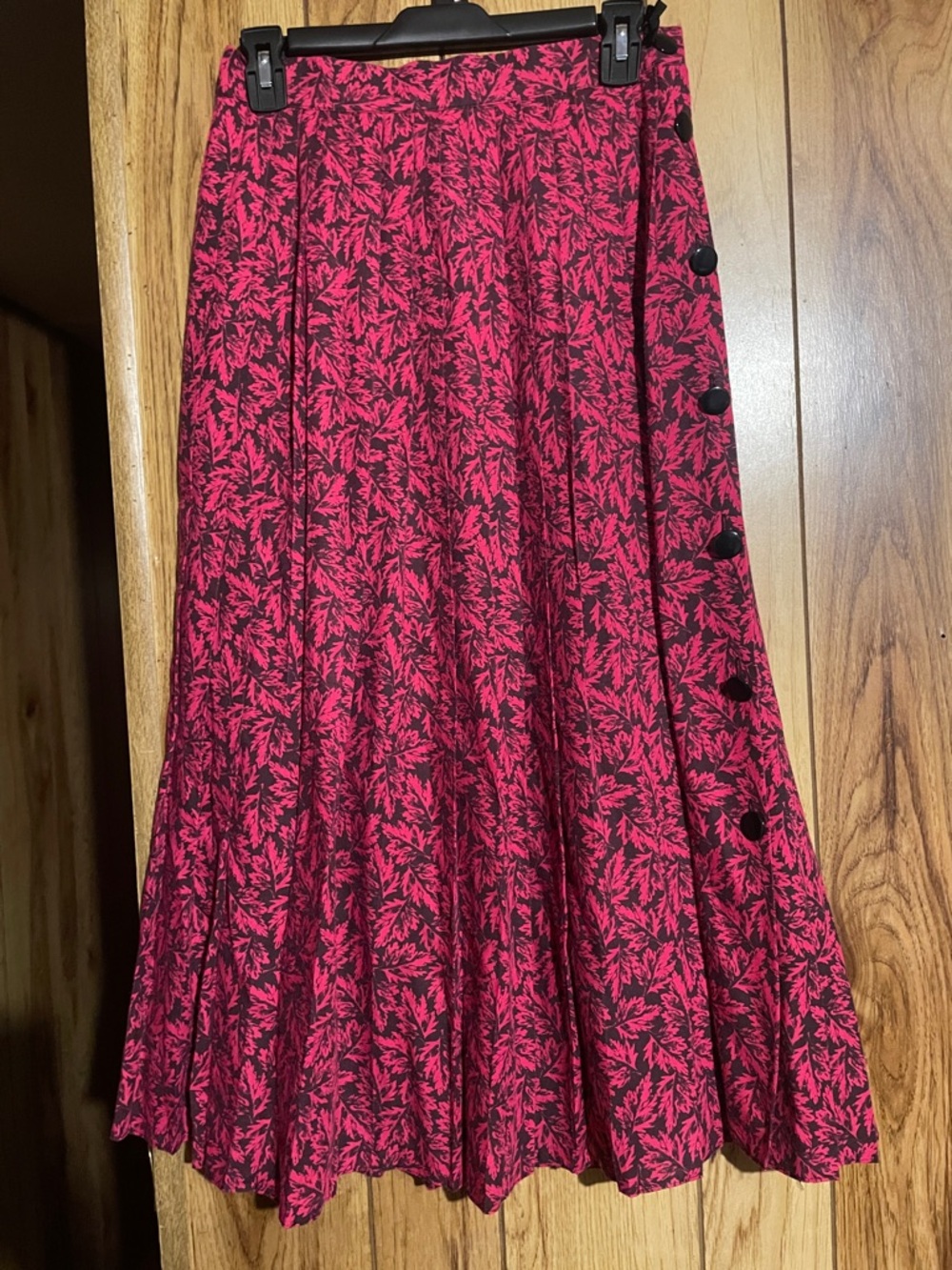 Women's Pink and Black Printed A-Line Skirt